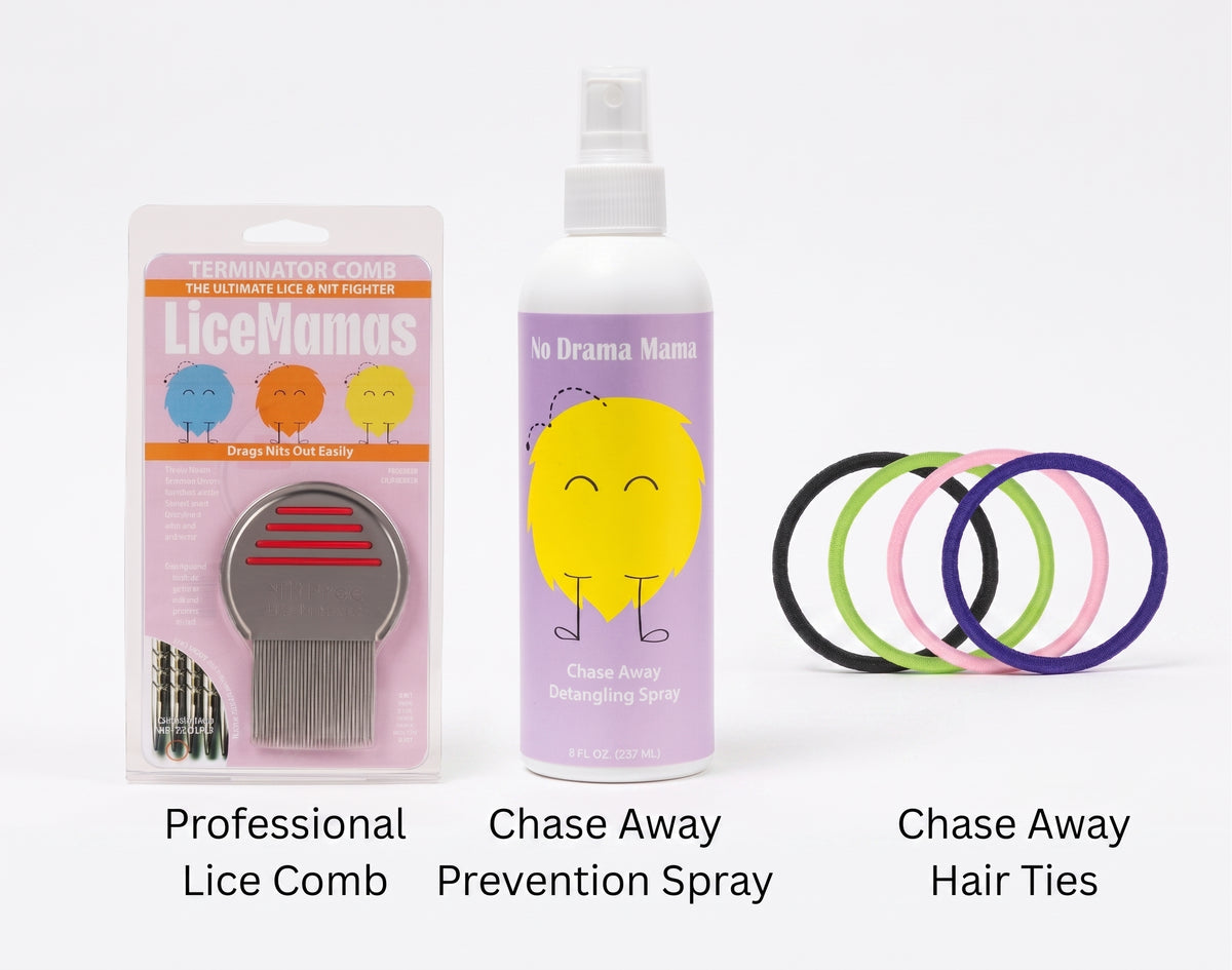 Back-to-School Lice Prevention Kit – Prevention Spray, Hair Ties & Professional Nit Comb