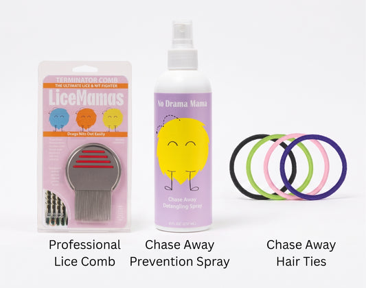 Back-to-School Lice Prevention Kit – Prevention Spray, Hair Ties & Professional Nit Comb
