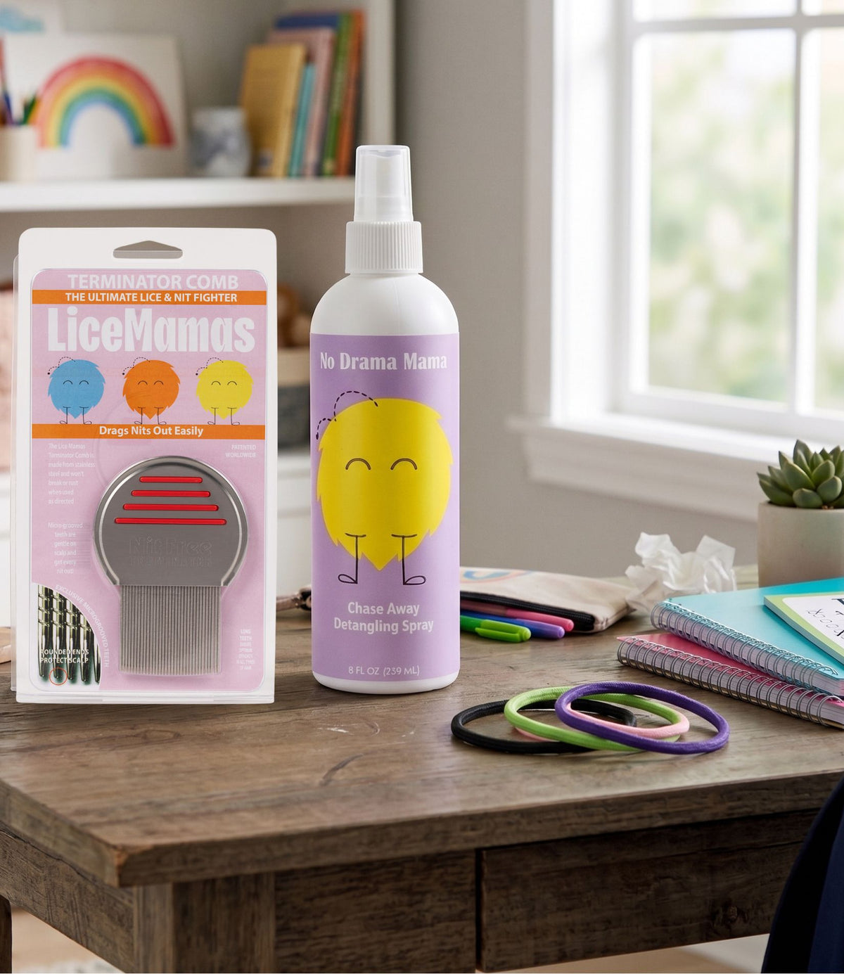 Back-to-School Lice Prevention Kit – Prevention Spray, Hair Ties & Professional Nit Comb