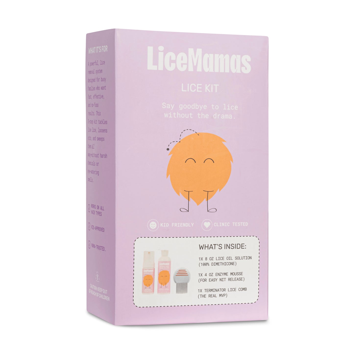 Lice treatment kit front of box – dimethicone enzyme mousse and terminator comb